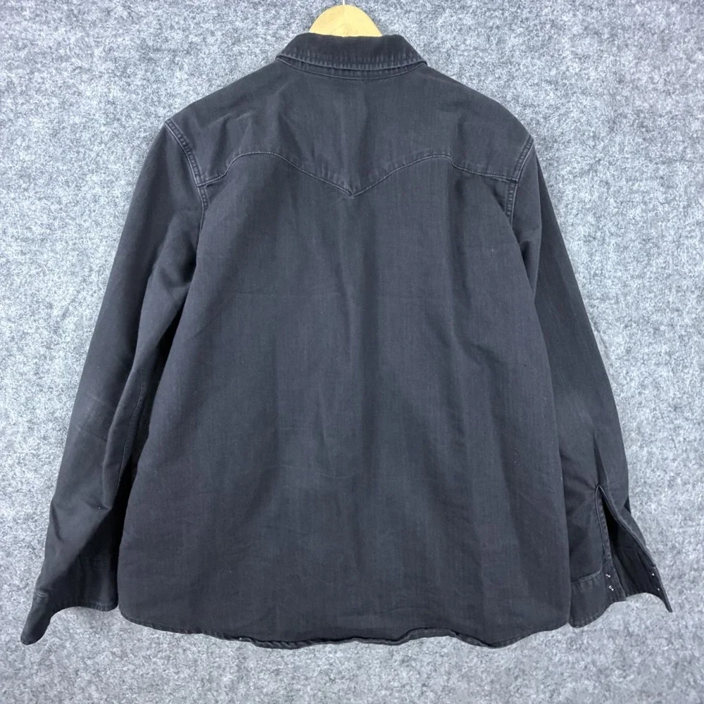 Levi's Western Shirt Mens XL Black Denim Standard Fit Chest Pocket Pearl Snap